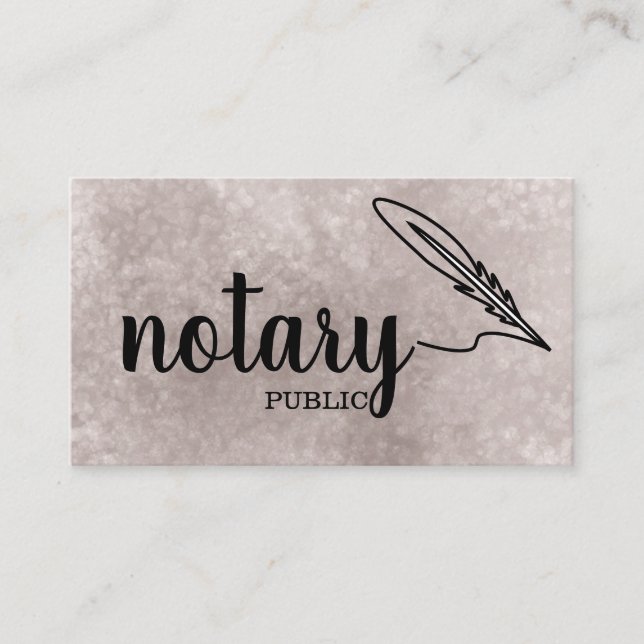 Carte De Visite Notaire Public Écriture Élégante Noir &  Blanc  (Devant)