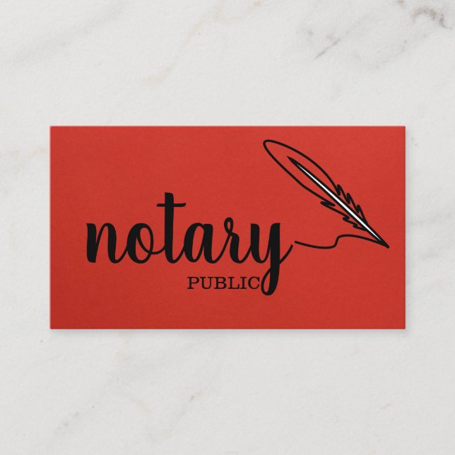 Carte De Visite Notaire Public Écriture Élégante Noir &  Blanc  (Devant)