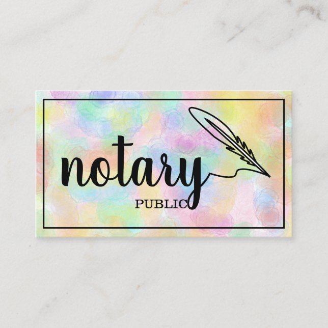 Carte De Visite Notaire Public Écriture Élégante Noir &  Blanc Pla (Devant)