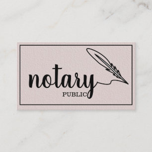Carte De Visite Notaire Public Écriture Élégante Noir & Blanc Pla