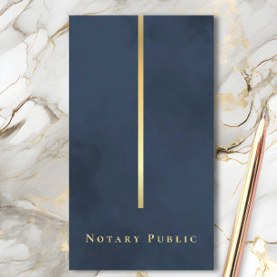 Carte De Visite Notaire public élégant Navy Blue Gold LinkedIn QR
