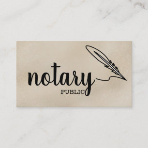 Carte De Visite Notaire Public Élégant Script Plain Noir & Blanc