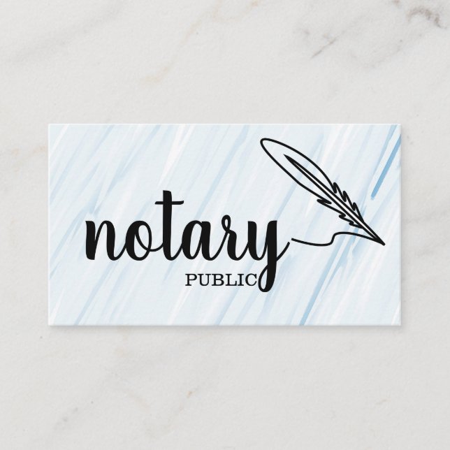 Carte De Visite Notaire Public Élégant Script Plain Noir & Blanc (Devant)
