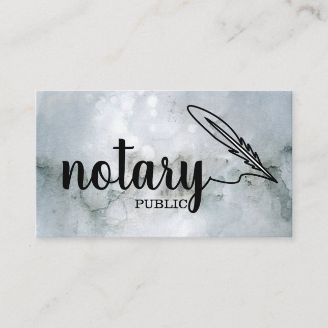 Carte De Visite Notaire Public Élégant Script Plain Noir & Blanc (Devant)