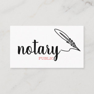 Carte De Visite Notaire Public Élégant Script Plain Noir & Blanc