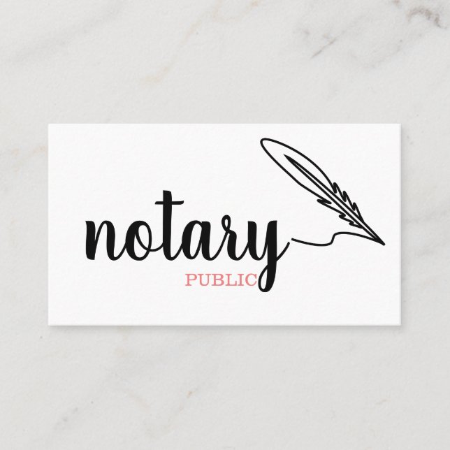 Carte De Visite Notaire Public Élégant Script Plain Noir & Blanc  (Devant)