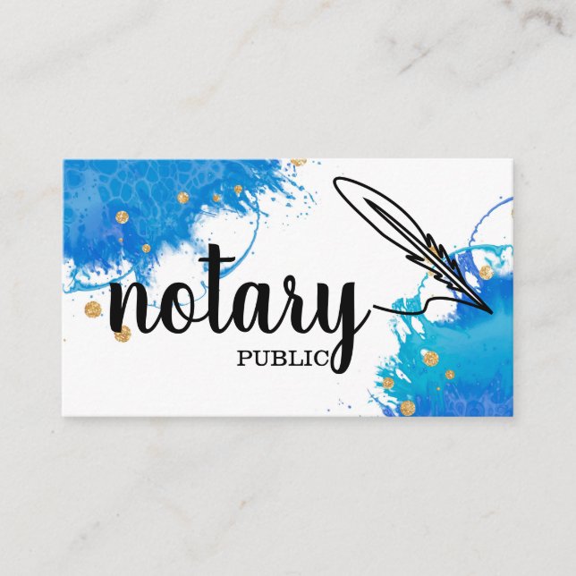 Carte De Visite Notaire Public Élégant Script Plain Noir & Blanc (Devant)