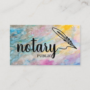 Carte De Visite Notaire Public Élégant Script Plain Noir & Blanc