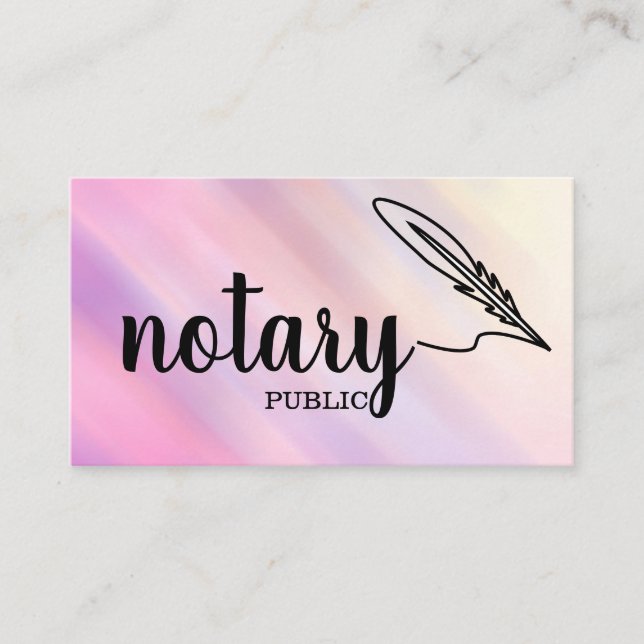 Carte De Visite Notaire Public Élégant Script Plain Noir & Blanc (Devant)