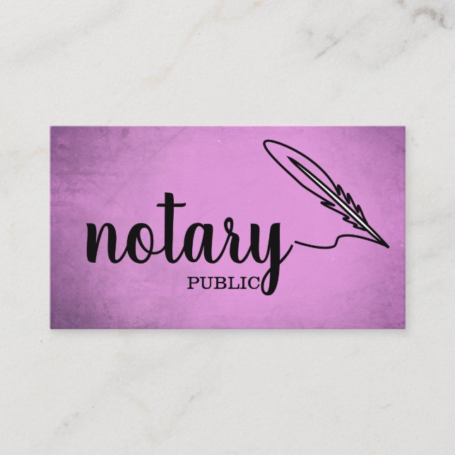 Carte De Visite Notaire Public Élégant Script Plain Noir & Blanc (Devant)