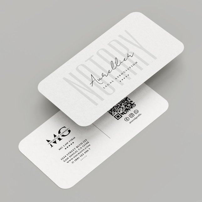 Carte De Visite Notaire Public Minimal Élégant Blanc Moderne (Minimal Notary Public Legal Elegant White Modern Business Card
)