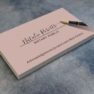 Carte De Visite Notaire public minimaliste Script Dusty Rose