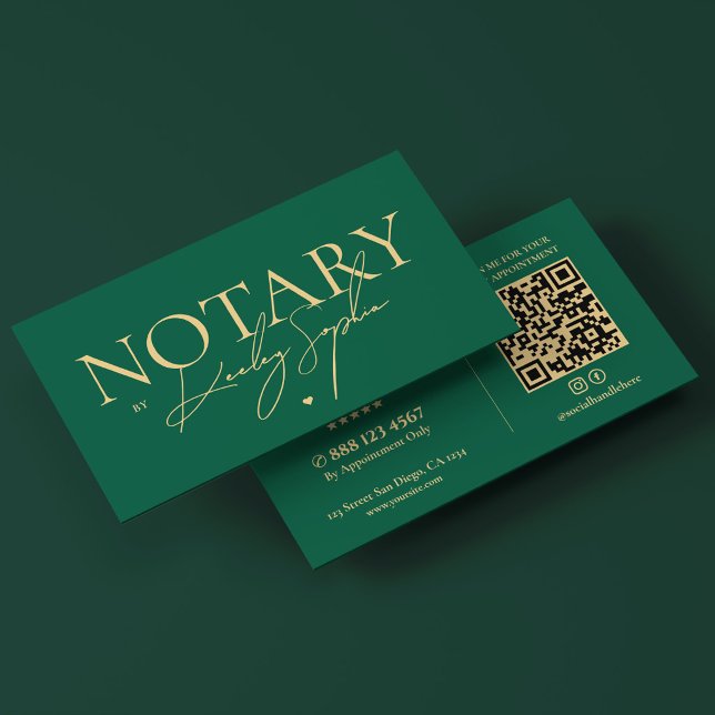 Carte De Visite Notaire public mobile minimal élégant vert (Minimal Mobile Notary Public Elegant Green Business Card
)