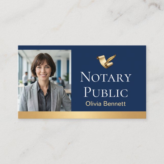 Carte De Visite Notaire public professionnel emblème Quill (Devant)