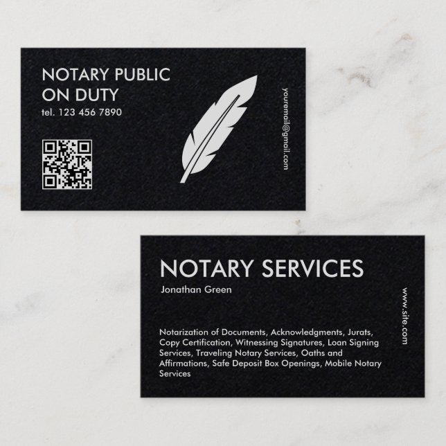 Carte De Visite Notaire public QR (Devant / Derrière)