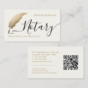 Carte de visite notariale QR Code élégante en or