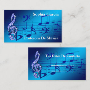 Carte De Visite Note Musicale De Couleur Bleue Brillante