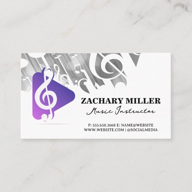 Carte De Visite Note musicale Lire le logo du bouton (Devant)