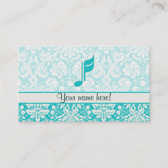 Carte De Visite Note turquoise de musique (Devant)