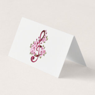 Carte De Visite Notes de clef musicale en treble avec des fleurs S