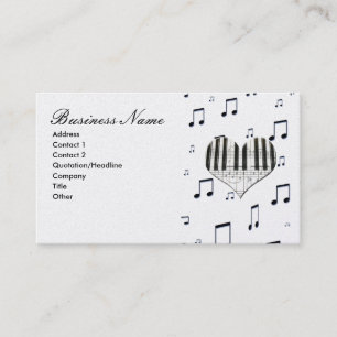 Carte De Visite Notes de coeur et de musique Clavier de piano
