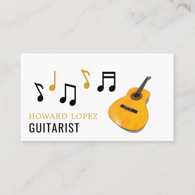Carte De Visite Notes de guitare, Guitariste, Musicien professionn (Devant)