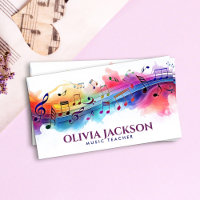 Notes de musique colorées aquarelle
