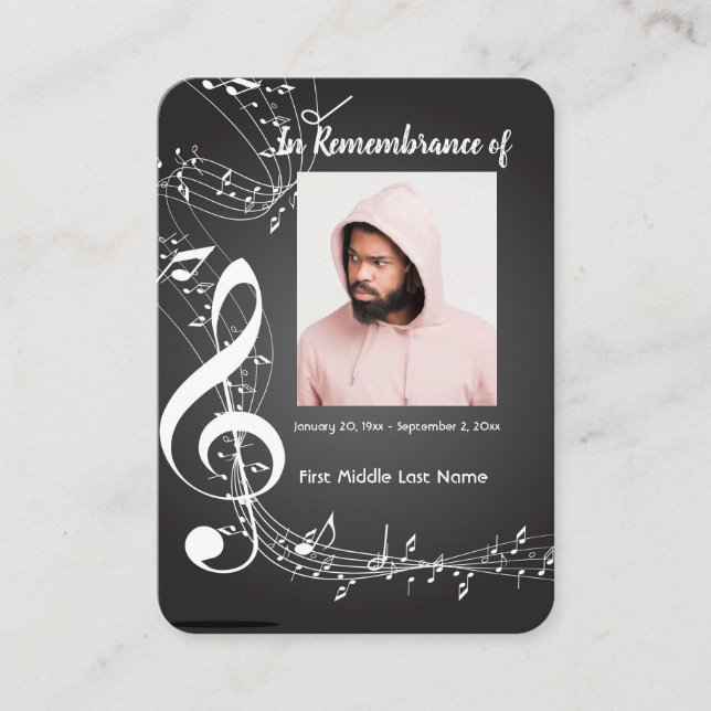 Carte De Visite Notes de musique de souvenir chrétien (Devant)