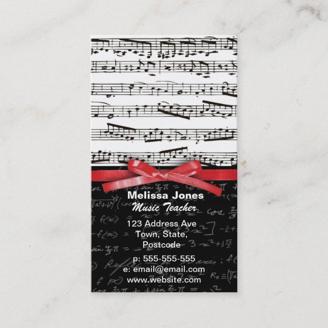 Carte De Visite Notes de musique et équations de maths (Devant)