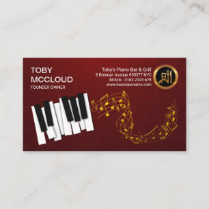 Carte De Visite Notes de musique Gold de Ivory Piano Keys