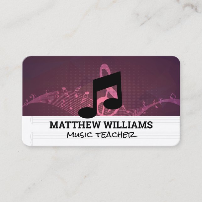 Carte De Visite Notes de musique | Ingénieur du son | Chanteur (Devant)