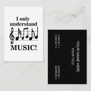 Carte De Visite Notes de musique noir et blanc Profession musicale