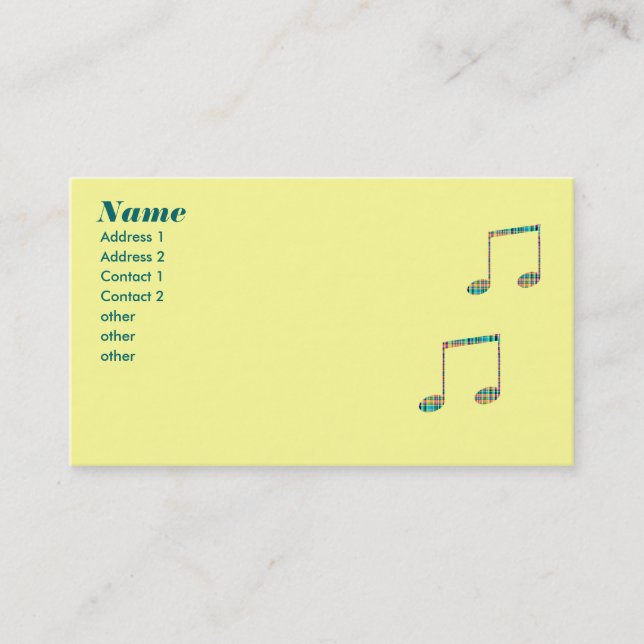 Carte De Visite notes musicales de plaid (Devant)