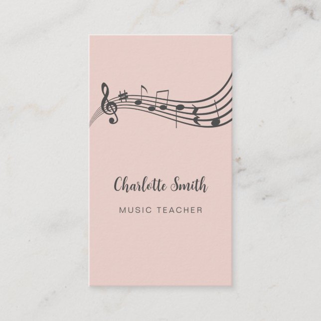 Carte De Visite Notes musicales Professeur de musique Elegant Blus (Devant)