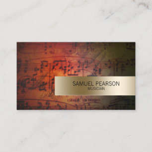 Carte De Visite Notes musiciennes Grunge Music Notes Gold Stripe M