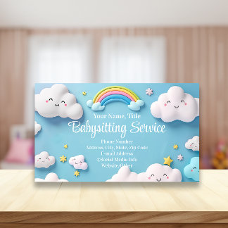 Carte De Visite Nounou Garde d'enfants Nuages heureux