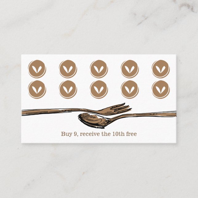 Carte De Visite Nourriture Cuillère Cuillère Loyauté Punch Cuisine (Devant)