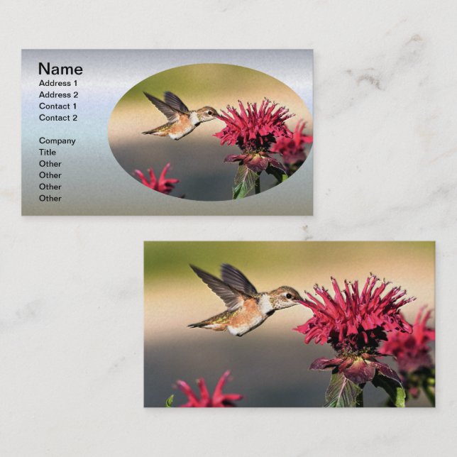 Carte De Visite Nourriture des fleurs de colibri (Devant / Derrière)