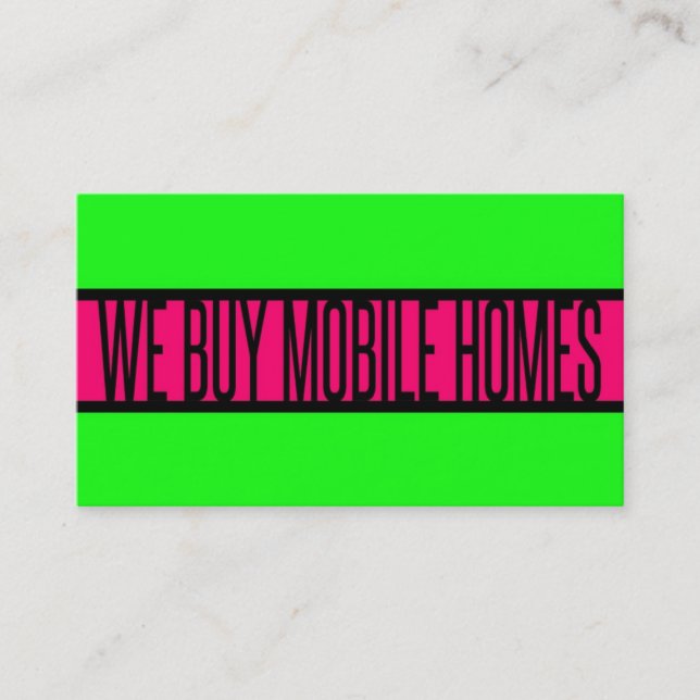Carte De Visite NOUS ACHETONS MOBILE MAISONS Neon Green Hot Pink (Devant)