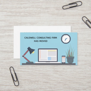 Carte De Visite Nous avons déménagé des bureaux Bleus mignon burea