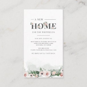 Carte De Visite Nous avons déplacé Floral Nouvelle Adresse Déplace