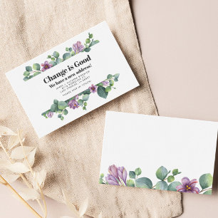 Carte De Visite Nous avons déplacé l'adresse Eucalyptus Moving Fai