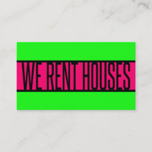 Carte De Visite NOUS LOUONS MAISONS Neon Green Hot Pink