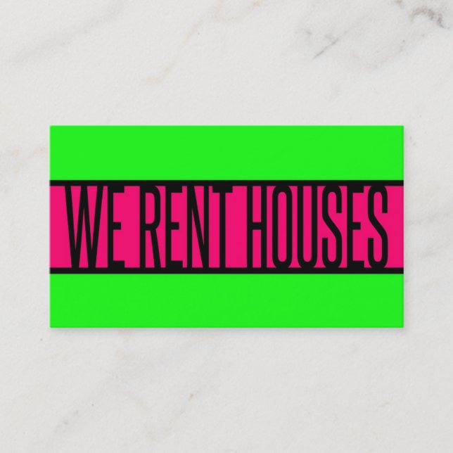 Carte De Visite NOUS LOUONS MAISONS Neon Green Hot Pink (Devant)