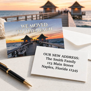 Carte De Visite Nous sommes déménagés à Beach Naples Pier Floride