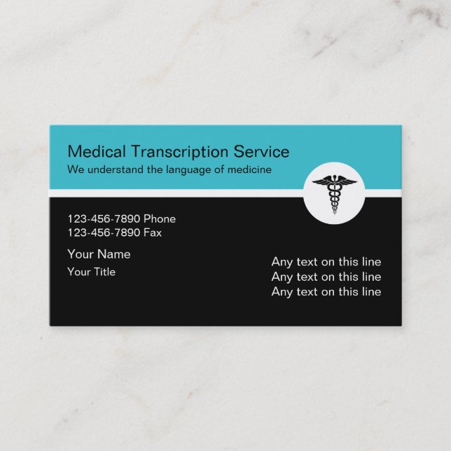 Carte De Visite Nouveaux services de transcription Médicale (Devant)