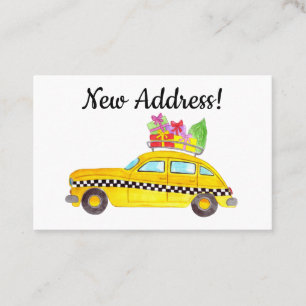 Carte De Visite Nouvelle adresse cabine jaune cadeaux de Noël