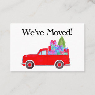 Carte De Visite Nouvelle adresse Camion rouge avec cadeaux de Noël