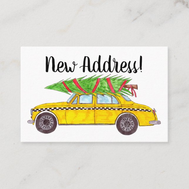 Carte De Visite Nouvelle adresse NY Taxi avec arbre de Noël (Devant)