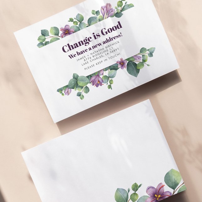 Carte De Visite Nouvelle adresse résidentielle Eucalyptus Moving F (Eucalyptus Botanical Change of Address Announcement)